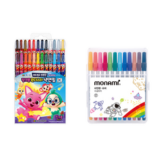 Color Pencil 碰碰狐彩色蠟筆 24色+Monami簽字筆 12色, 1組