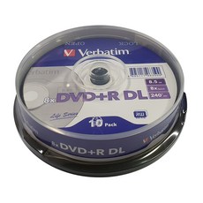 Verbatim DVD+R DL 8.5GB 8X 空白光盤蛋糕 10p, 66350