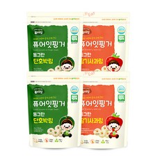 Pure Eat 寶寶蔬菜米圈圈4入組, 甜南瓜口味+草莓蘋果口味, 1組