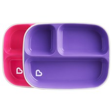 munchkin 滿趣健 孩童防滑餐盤 2件組, 紫色+粉色, 單品