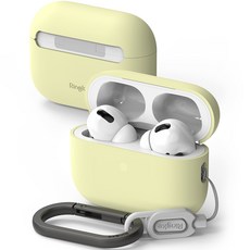 Ringke AirPods Pro 2nd Gen 保護套矽膠 + 鑰匙圈套組, 醇厚黃色，隨機發貨（鑰匙扣）, 單品