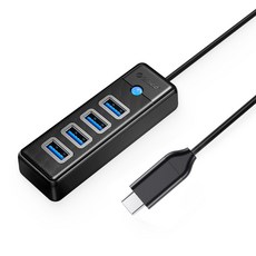 ORICO 奧睿科 Type C 4埠 5Gbps USB3.0集線器 PW4U-C3, 黑色