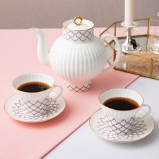 Imperial Porcelain Rosenet Wave 茶具 2 人, 1套, 2p茶杯+2p碟+茶壺