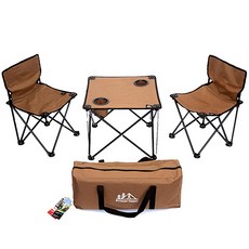 【Coupang進口】戶外森林野營椅2p+桌1p野營椅桌套裝 棕色