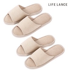 LIFE LANCE 條紋室內拖鞋 2雙入, 米色, 2雙