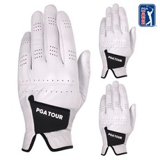 PGA TOUR Swing Soft Pro羊皮男款高爾夫手套 23PTGVC 3入組, 白色