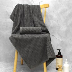 AMENITY TOWEL 人字紋飯店毛巾 L號 400g 2入, 深灰色, 2個