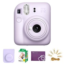 FUJIFILM 富士 instax 馬上看 Instax Mini 12拍立得相機+專用保護殼+迷你底片 20張+迷你相簿+相片線, mini 12(Lilac Purple), 1組